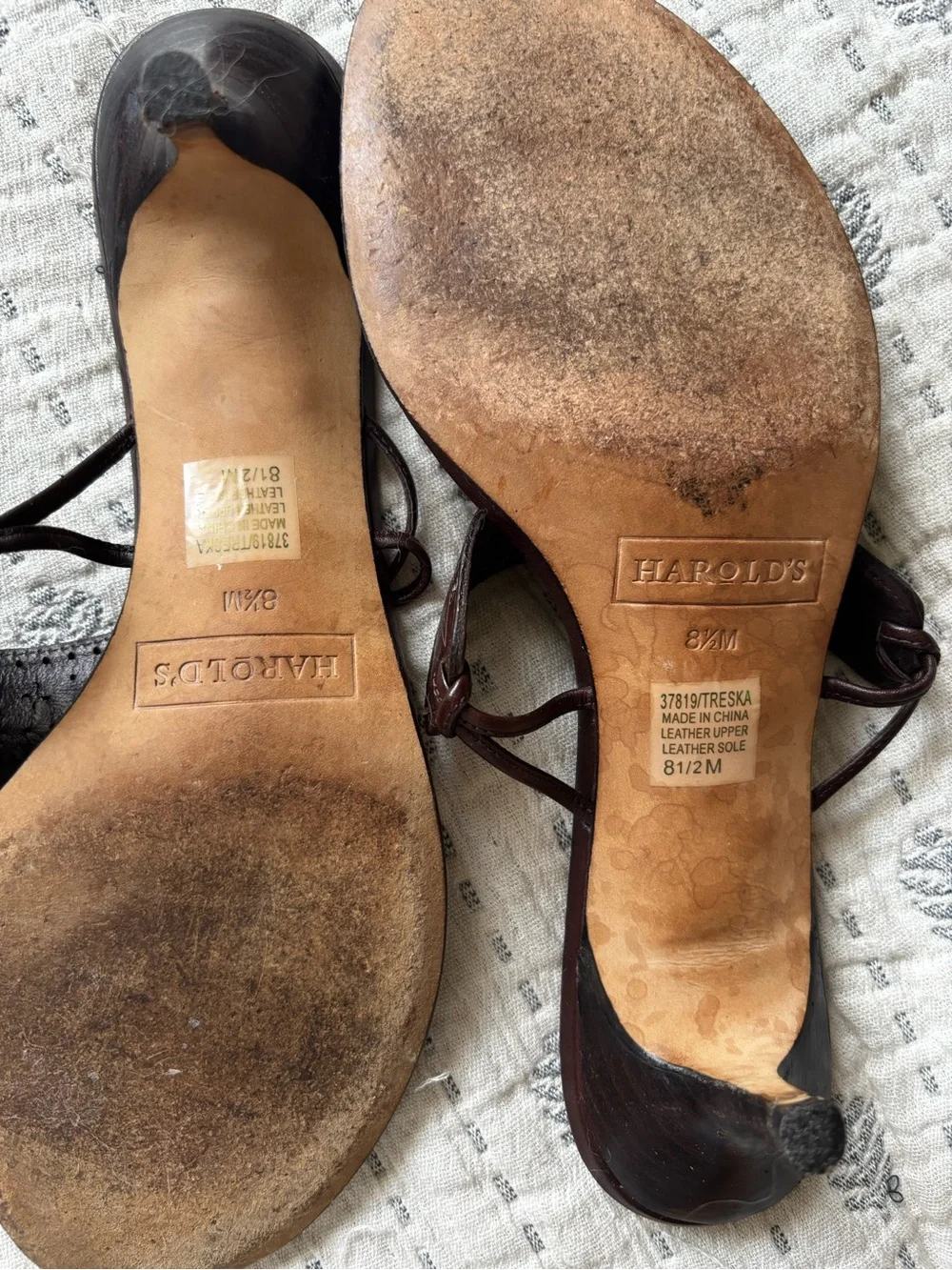 Harold's Dark Brown Leather Thong Sandals with Decorative Perforation
